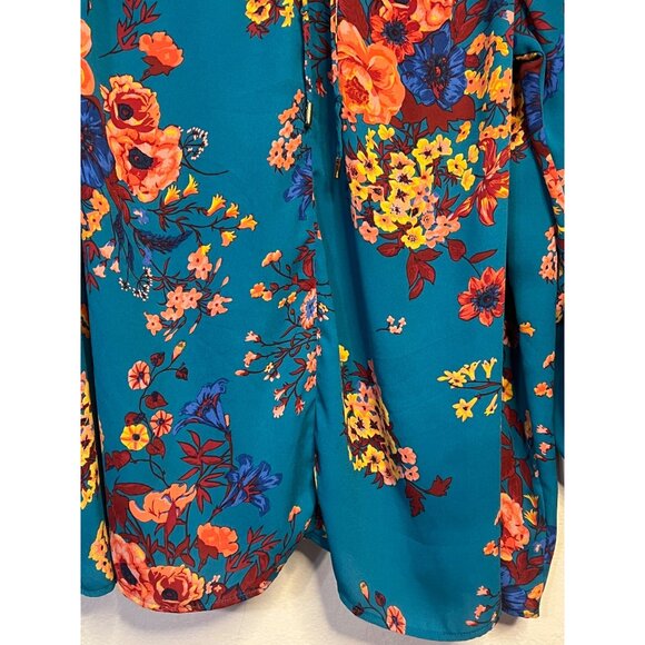 Pioneer Woman Teal Floral Long Sleeve Blouse XXXL Polyester Casual Comfortable - Picture 4 of 16